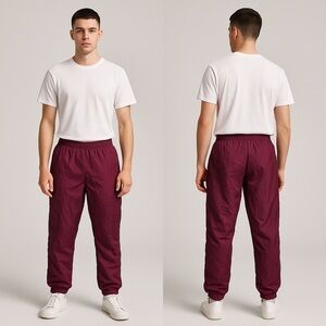 Vintage Clipper Bay Men’s M Shiny Nylon Jogger Pants Purple Track 80s 90s Retro